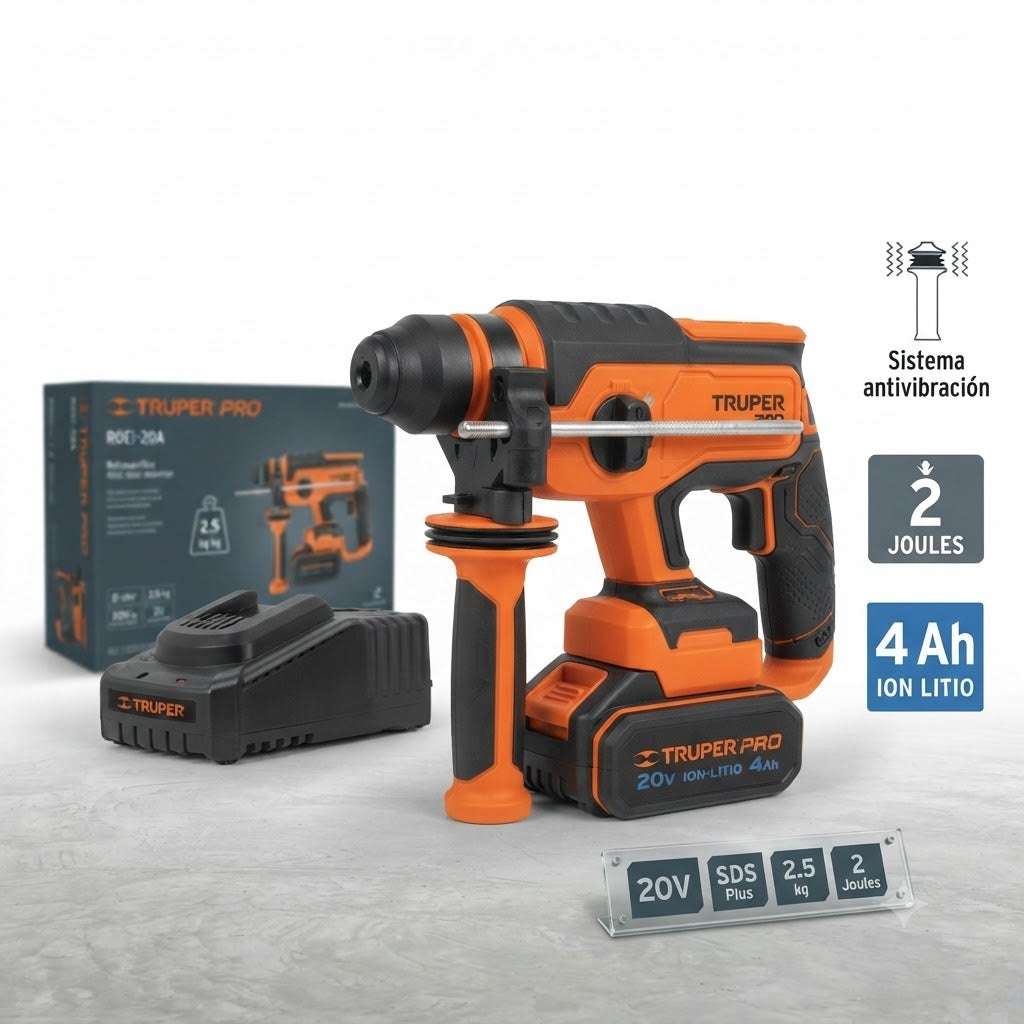 Rotomartillo SDS Plus Inalámbrico 20 V - 2 Joules - Truper Pro