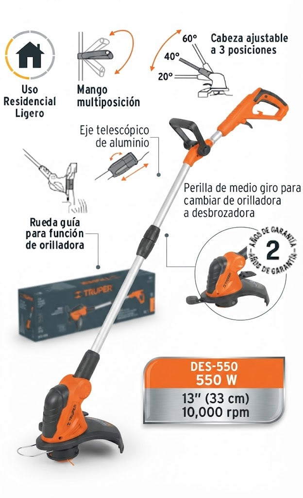 Desbrozadora Eléctrica 550 W - Truper