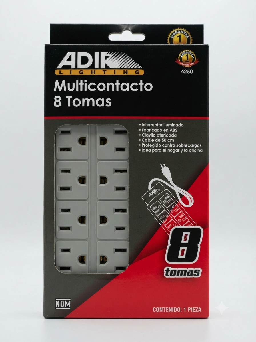 Multicontacto de 8 entradas color Blanco