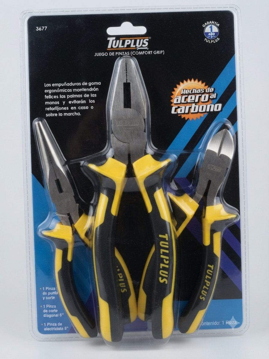 Juego de 3 pinzas (comfort grip) Tulplus